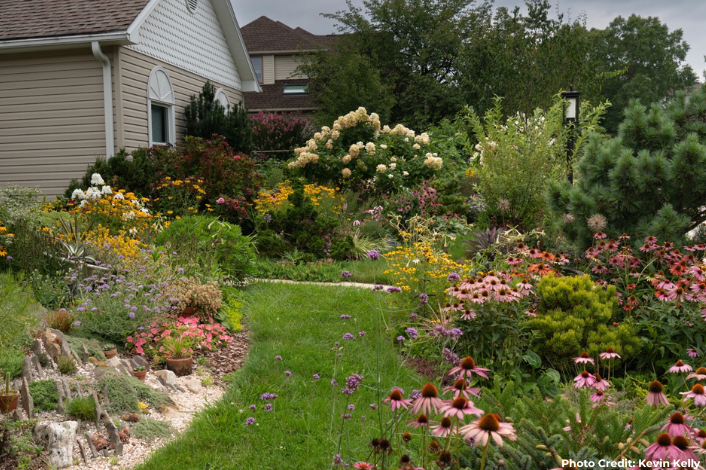 Home Yard with lots of different flowers and trees in bloom